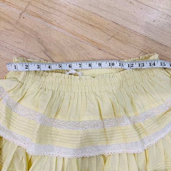 LoveShackFancy Ruffle Mini Skirt in yellow NWOT - Picture 8 of 11